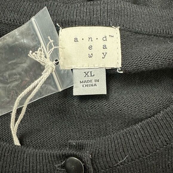 A New Day Women's XL Black Crystal Front Cardigan Sweater Glam Elevated Basic - Picture 5 of 10